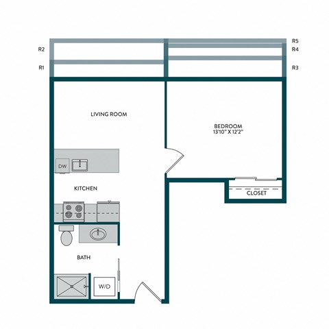 Aspire11 Apartments in Tacoma, Washington 1x1 Floor Plan